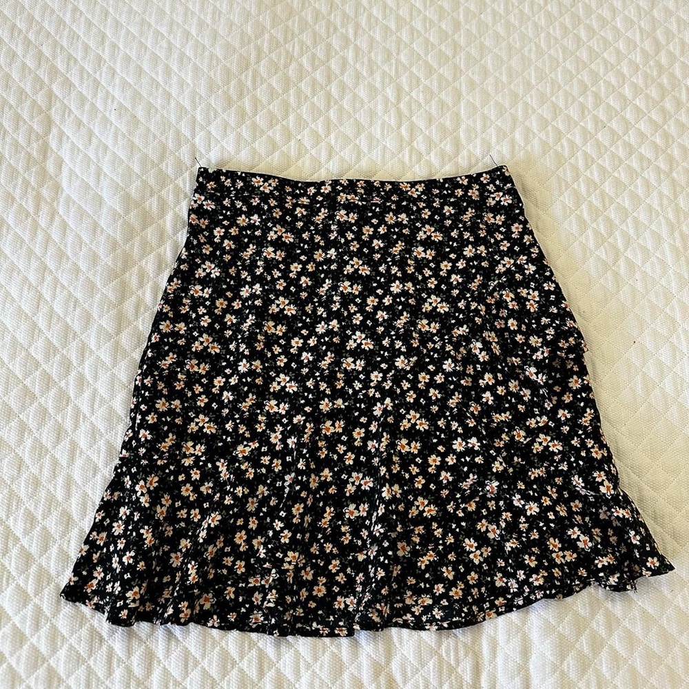 Floral Black Skirt